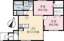 北区東田端2丁目アパート 2LDKの間取図画像