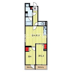 ロスアルコス千駄木 2DKの間取図画像