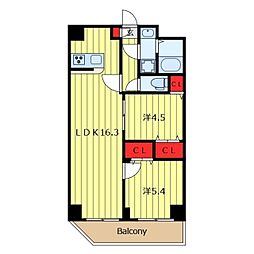 ALPHACOURT町屋 2LDKの間取図画像