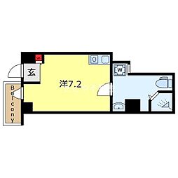 キャスバルクォーレ日暮里 ワンルームの間取図画像
