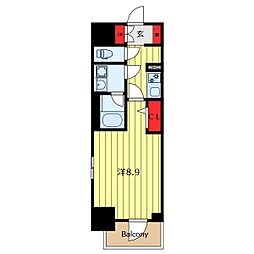 THEパームス熊野前 1Kの間取図画像