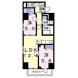 日暮里クリスタルガーデン 2LDKの間取図画像