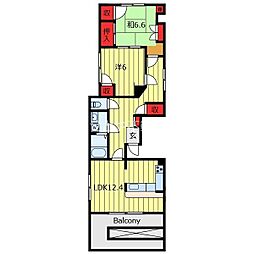 レジダンス・千駄木 2LDKの間取図画像