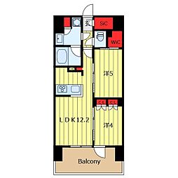 プレディアコート西日暮里 2LDKの間取図画像
