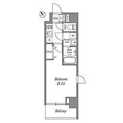GRANPASEO田端B 1Kの間取図画像