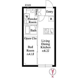 センプリーチェ西日暮里 1LDKの間取図画像