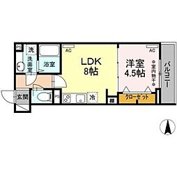 アヴァンス東日暮里 1LDKの間取図画像