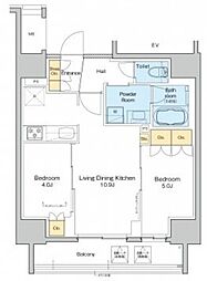 プラウドフラット日暮里 2LDKの間取図画像