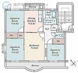 横尾5団地41号棟 4DKの間取図画像