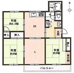 上高丸南住宅4号棟 3LDKの間取図画像