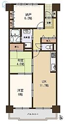 グリーンコーポジェームス山壱番館 2SLDKの間取図画像