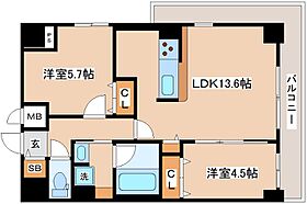 ANCREST KOBE 1007 ｜ 兵庫県神戸市中央区相生町4丁目（賃貸マンション2LDK・10階・56.83㎡） その2