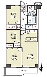 南篠崎スカイハイツB棟 3LDKの間取図画像