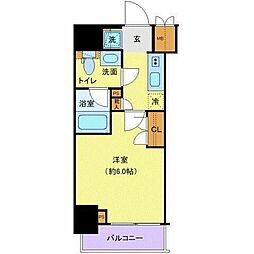 プレールドゥーク北品川 1Kの間取図画像