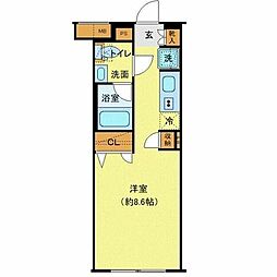 プレール・ドゥーク中野上高田 ワンルームの間取図画像