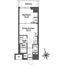 COMFORIALIV品川南大井 1DKの間取図画像