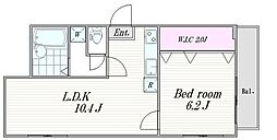 アスティー三軒茶屋 1LDKの間取図画像