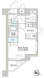 リペリアン中目黒 1Kの間取図画像