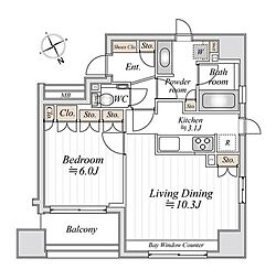 ドゥーエ銀座イースト2 1LDKの間取図画像