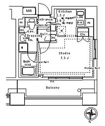 パークアクシス御茶ノ水ステージ 1Kの間取図画像
