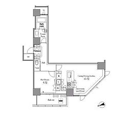 レジディアタワー目黒不動前 1LDKの間取図画像