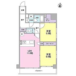 ボヌール都立大学弐番館 2LDKの間取図画像