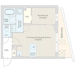 イプセ高輪台 1LDKの間取図画像