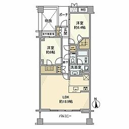 プラウド蘆花公園 2LDKの間取図画像