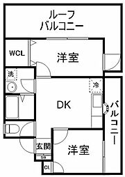 パティオ中野 2DKの間取図画像