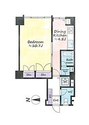 麻布十番中央マンション 1DKの間取図画像