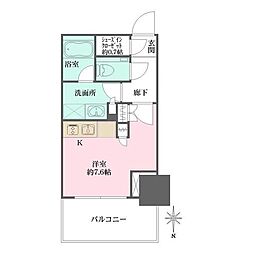 大崎ステーションレジデンス ワンルームの間取図画像