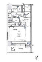 L-Flat田町 1Kの間取図画像