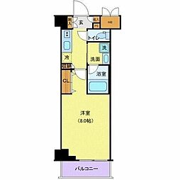 レクシード辰巳スカイガーデンテラス 1Kの間取図画像