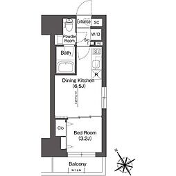 BluRock後楽園 1DKの間取図画像