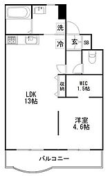パールハイム河原 1LDKの間取図画像