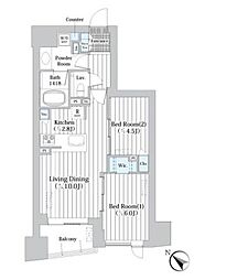 ザ・グランクラッセ日本橋イースト 2LDKの間取図画像