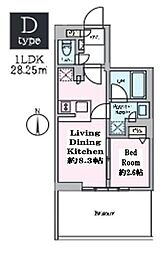 クレストコート東陽町 1LDKの間取図画像