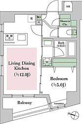 シティインデックス千代田岩本町 1LDKの間取図画像