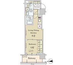 パークアクシス池田山 1LDKの間取図画像