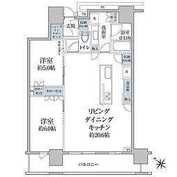 ブリリアザ・タワー東京八重洲アベニュー 2LDKの間取図画像