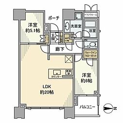 ドゥ・トゥールWEST棟 2LDKの間取図画像