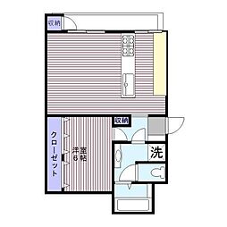 白金今里アパート1号館 1LDKの間取図画像