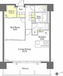 びゅうリエットグラン新宿戸山 1LDKの間取図画像