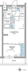 ルフォンリヴェント杉並永福 1LDKの間取図画像