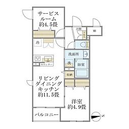 ラペルラ桜新町 1SLDKの間取図画像
