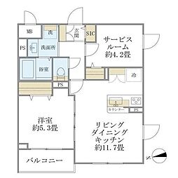 ラペルラ桜新町 1SLDKの間取図画像