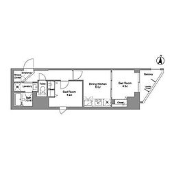 ダフィット錦糸町 2DKの間取図画像