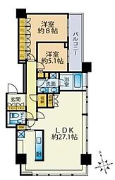 パークコート麻布十番ザ・タワー 2LDKの間取図画像