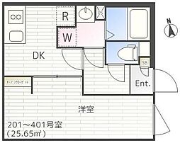 ザ・パークエクシア等々力 1DKの間取図画像
