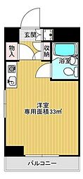 藤和高田馬場コープ2 ワンルームの間取図画像